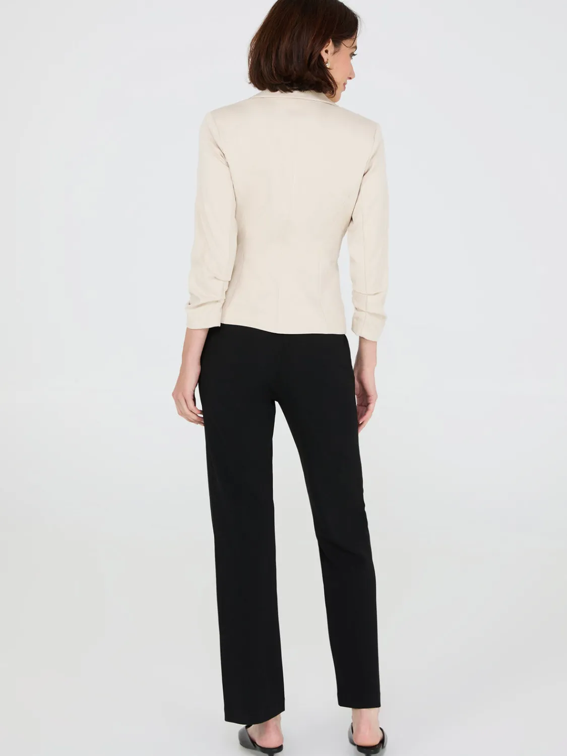 Suzy Shier Blazers & Vests>3/4 Ruched Sleeve Blazer