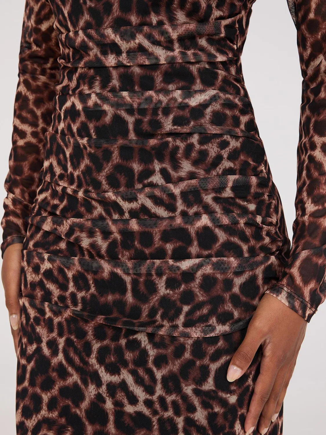 Suzy Shier Mini|Party Dresses>Animal Print Mock Neck Mesh Dress