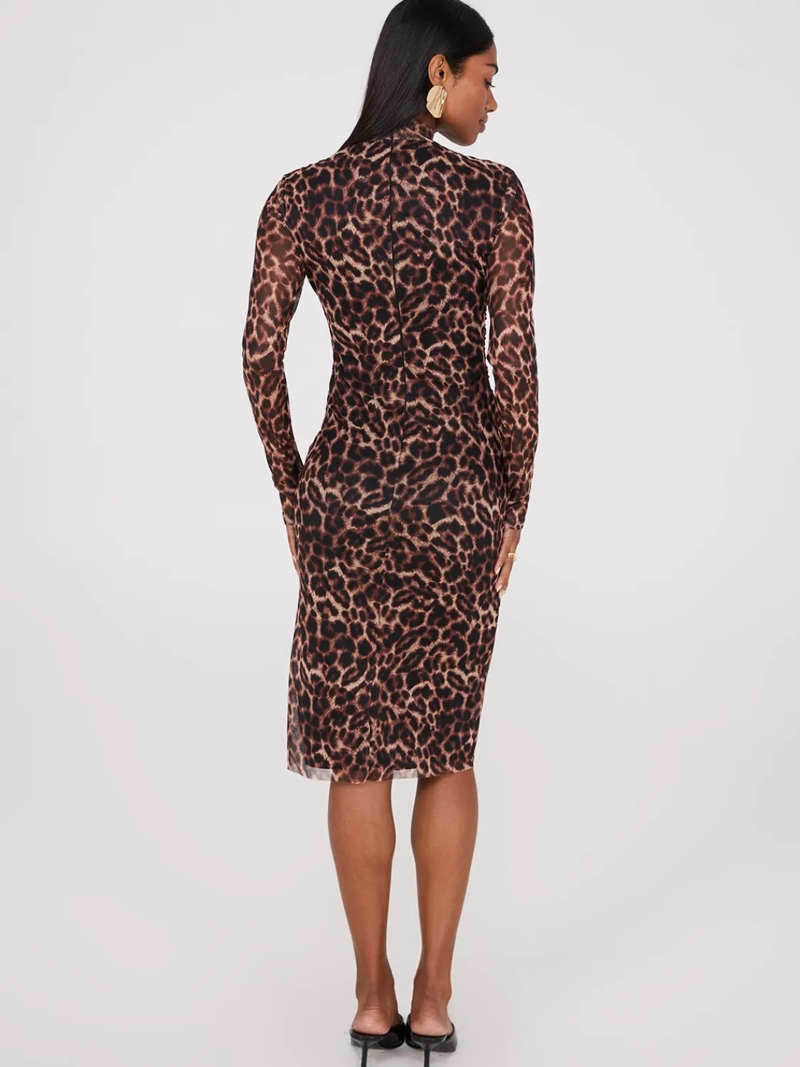 Suzy Shier Mini|Party Dresses>Animal Print Mock Neck Mesh Dress