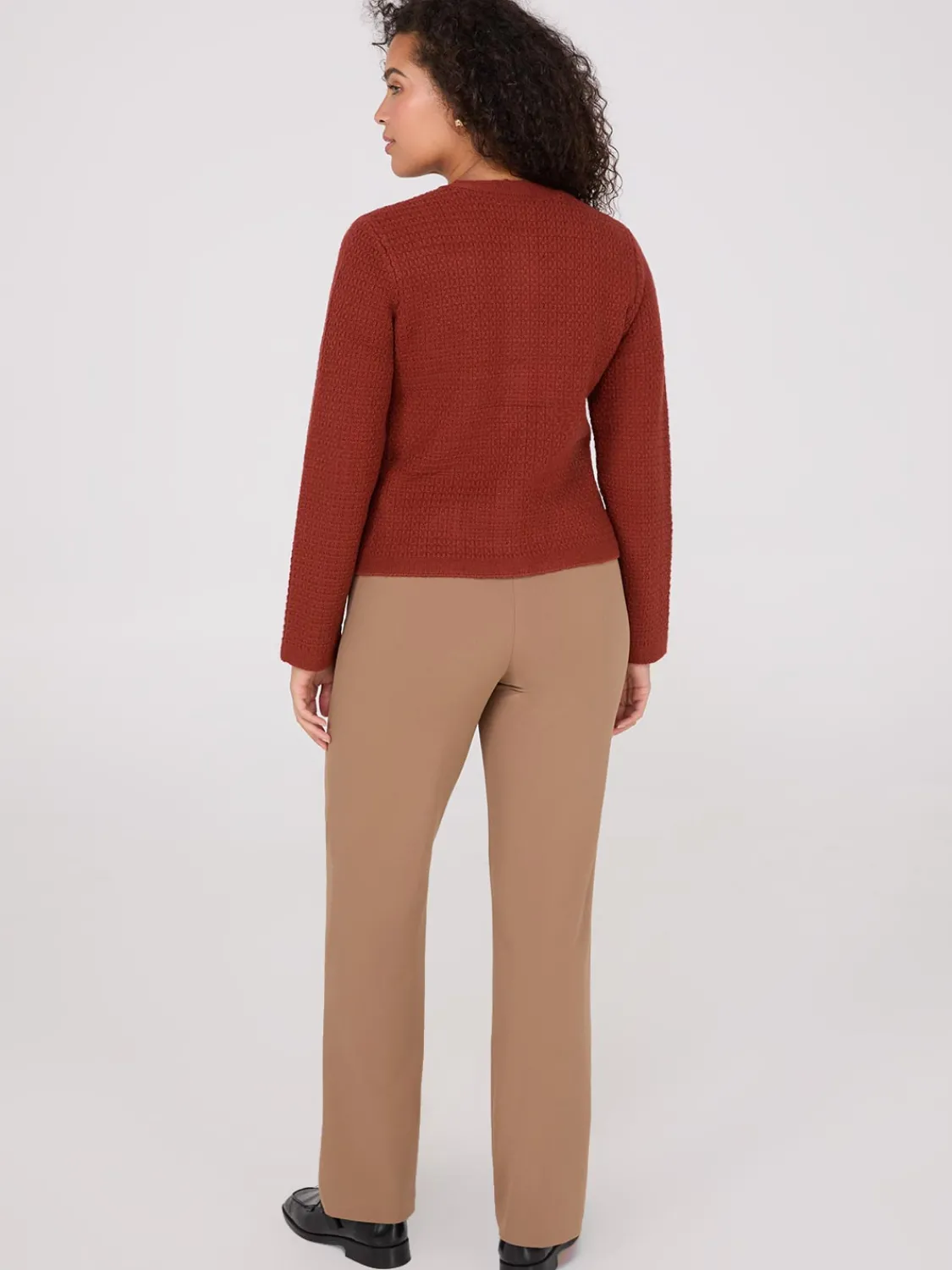 Suzy Shier Long Sleeve|Sweaters & Cardigans>Basketweave Button-Front Cardigan