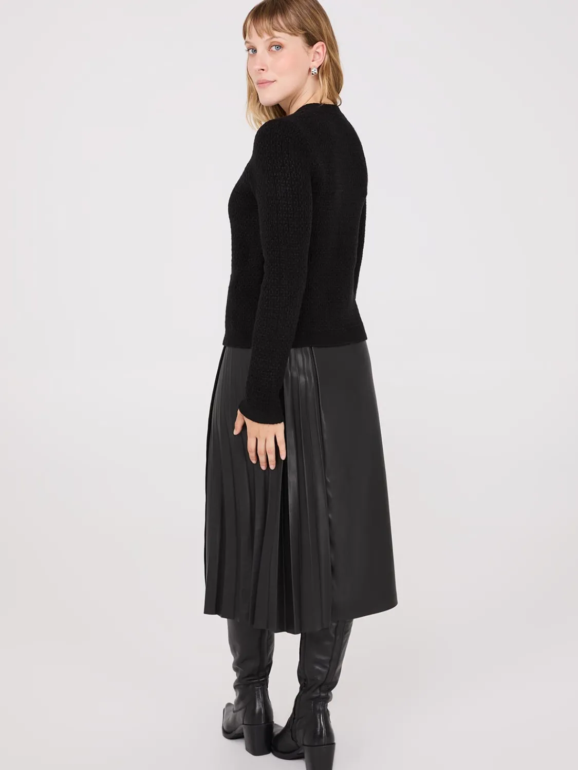 Suzy Shier Long Sleeve|Sweaters & Cardigans>Basketweave Button-Front Cardigan