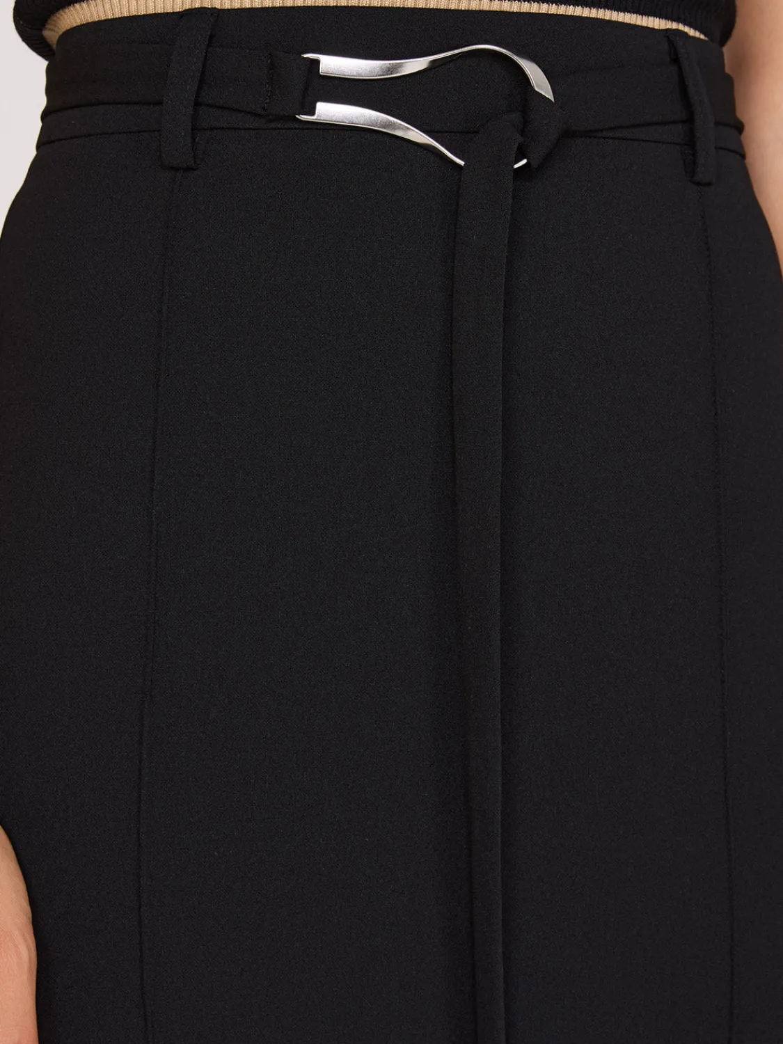 Suzy Shier Bottoms|Skirts>Belted Front Pintuck Column Skirt