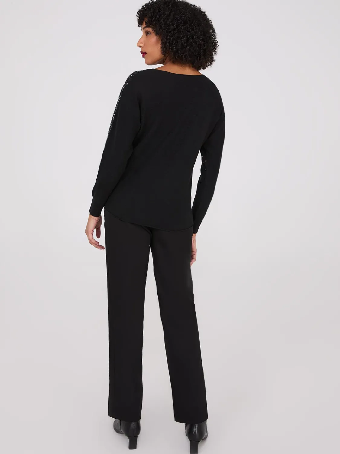 Suzy Shier Long Sleeve|Fashion Tops>Boat Neck Embellished Sweater