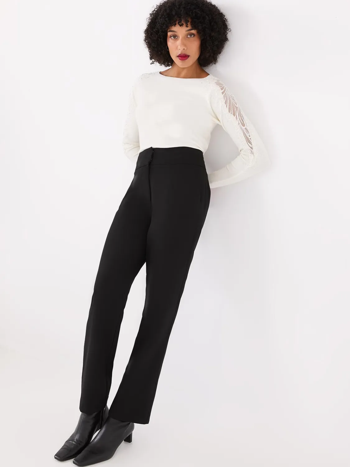 Suzy Shier Long Sleeve|Fashion Tops>Boat Neck Sweater With Embellished Sleeves
