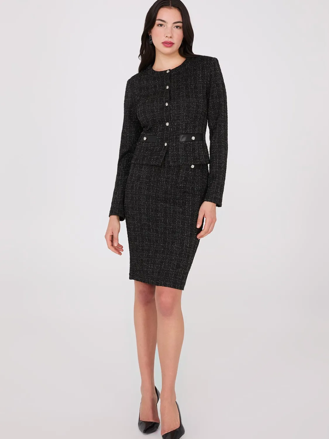 Suzy Shier Suiting|Bottoms>Bouclé Pencil Skirt