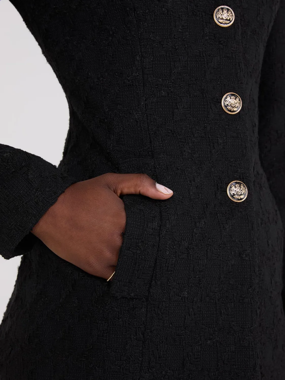 Suzy Shier Blazers & Vests>Boucle Blazer With Mandarin Collar