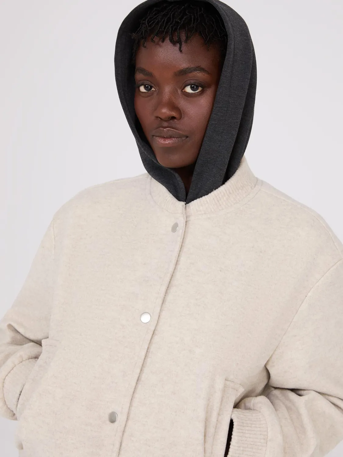 Suzy Shier Puffers & Jackets|Puffers & Jackets>Button-Front Bomber Jacket