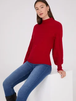 Suzy Shier Long Sleeve|Sweaters & Cardigans>Cable Knit Mock Neck Dolman Sleeve Sweater