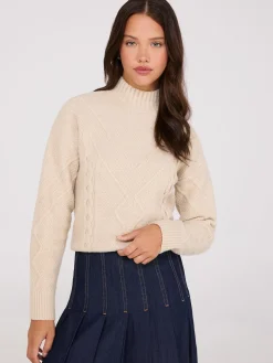 Suzy Shier Long Sleeve|Sweaters & Cardigans>Cable Knit Mock Neck Sweater