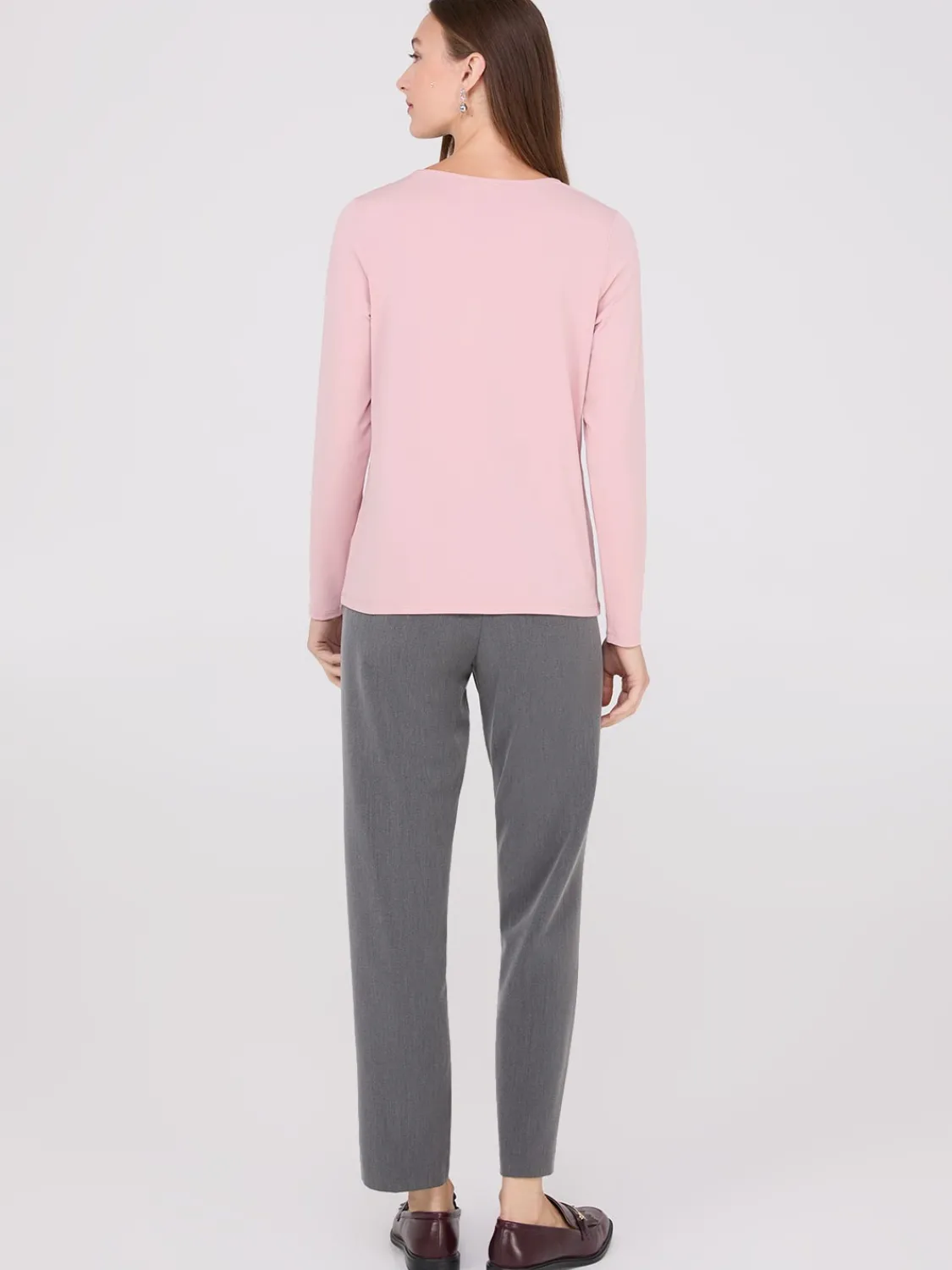 Suzy Shier Tops|Long Sleeve>Chain Keyhole Long Sleeve Top