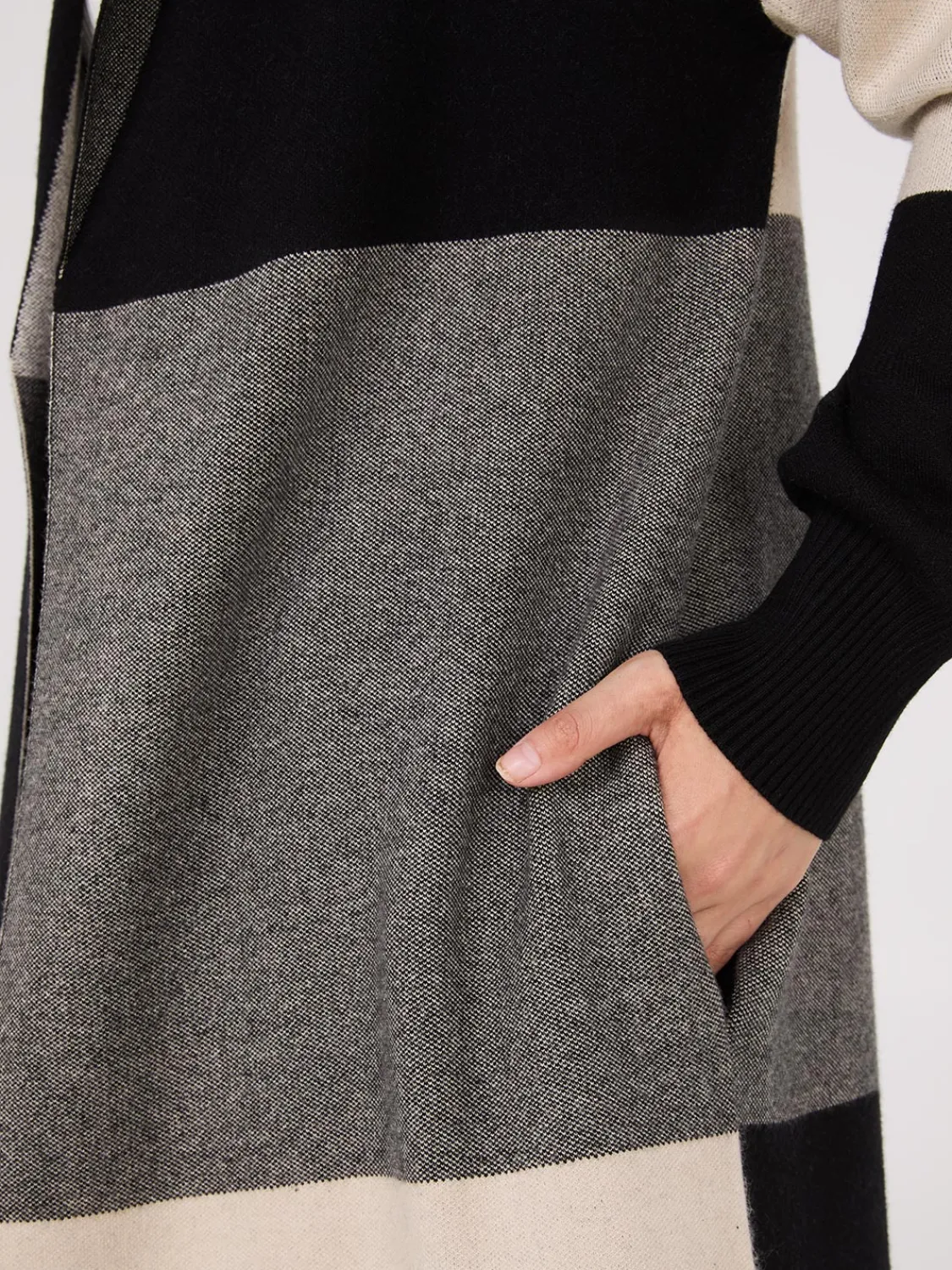 Suzy Shier Long Sleeve|Sweaters & Cardigans>Collared Colour Block Long Duster