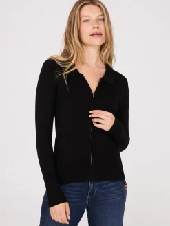 Suzy Shier Long Sleeve|Sweaters & Cardigans>Collared 2-Way Zip-Front Sweater