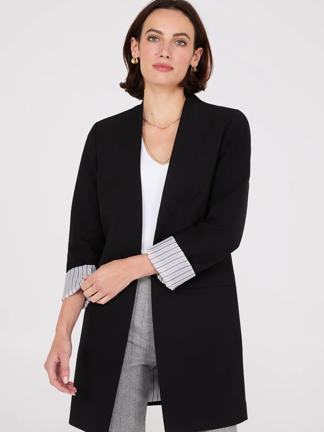 Suzy Shier Blazers & Vests>Collarless Open Blazer