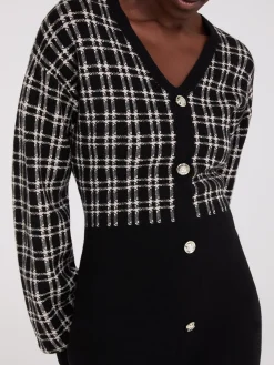 Suzy Shier Work Dresses|Dresses>Colour Block V-Neck Sweater Dress