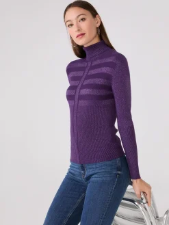Suzy Shier Long Sleeve|Sweaters & Cardigans>Contrasting Stitch Turtleneck Ribbed Sweater