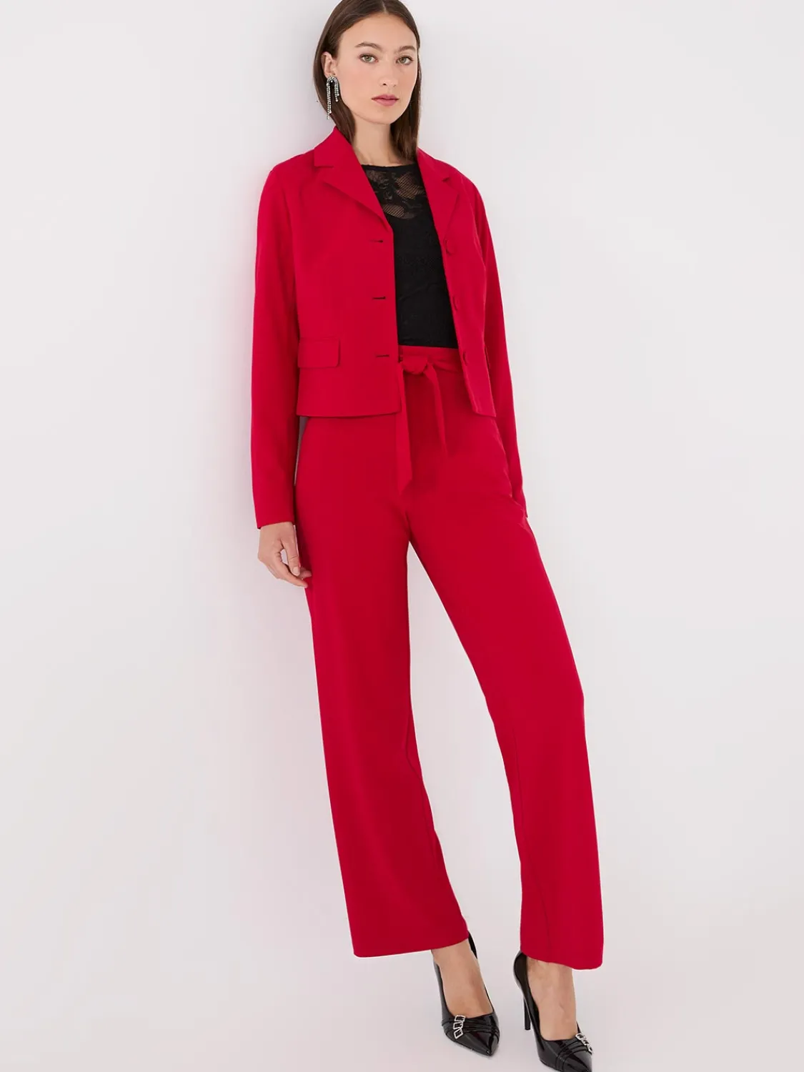 Suzy Shier Suiting|Bottoms>Crepe Sash Pants