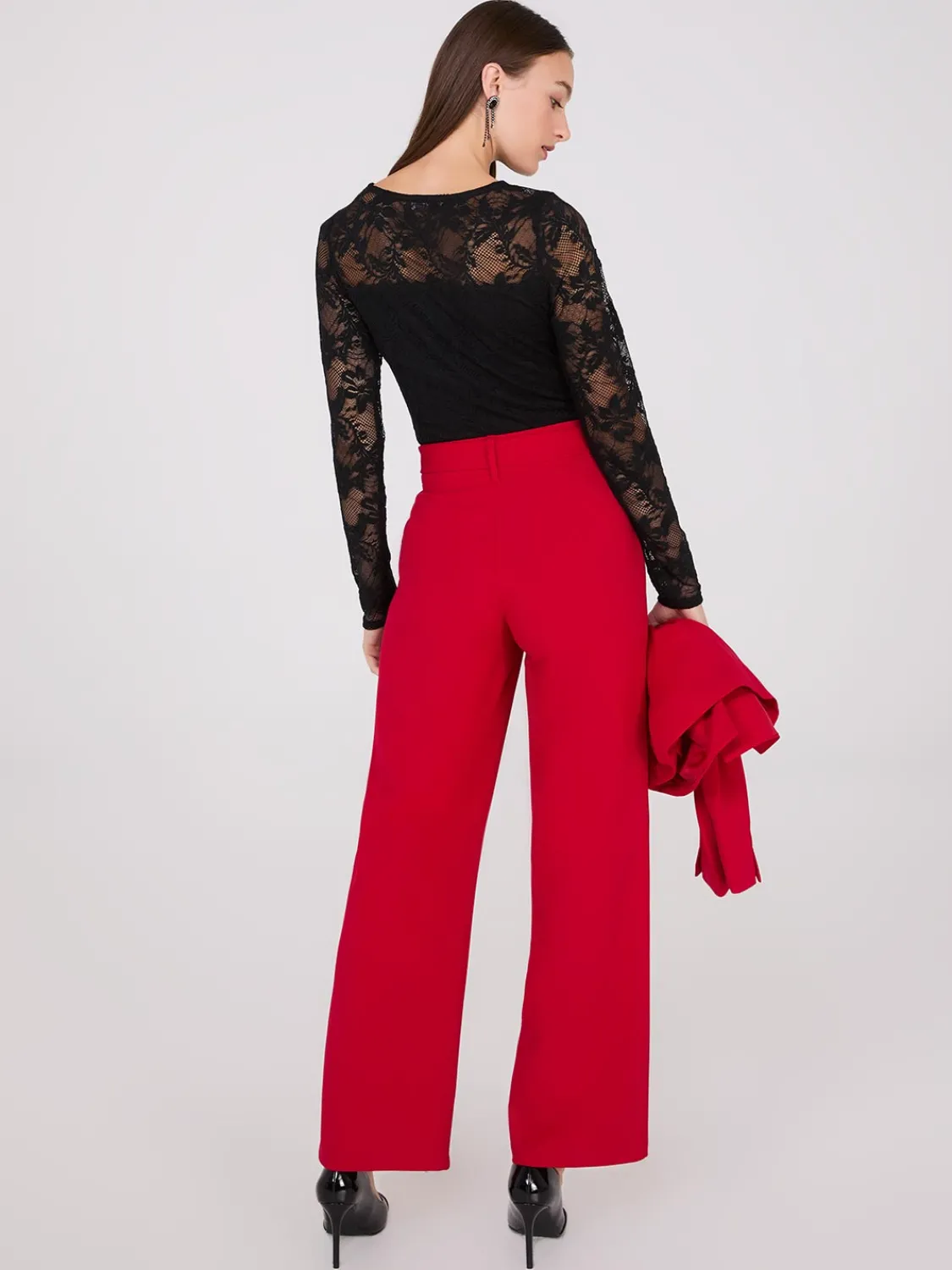 Suzy Shier Suiting|Bottoms>Crepe Sash Pants