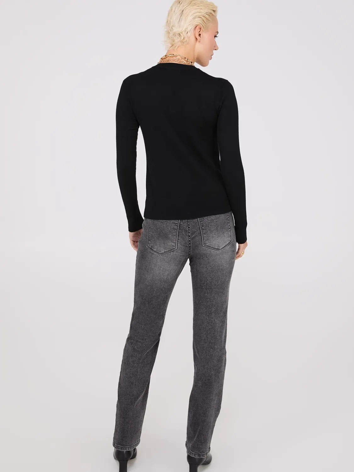 Suzy Shier Long Sleeve|Sweaters & Cardigans>Crew Neck Cardigan With Ribbed Details