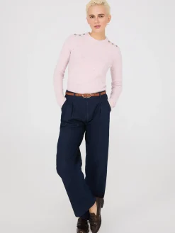 Suzy Shier Long Sleeve|Sweaters & Cardigans>Crew Neck Sweater With Button Details