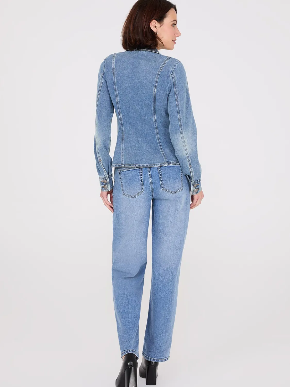 Suzy Shier Puffers & Jackets|Puffers & Jackets>Denim Double-Breasted Blazer