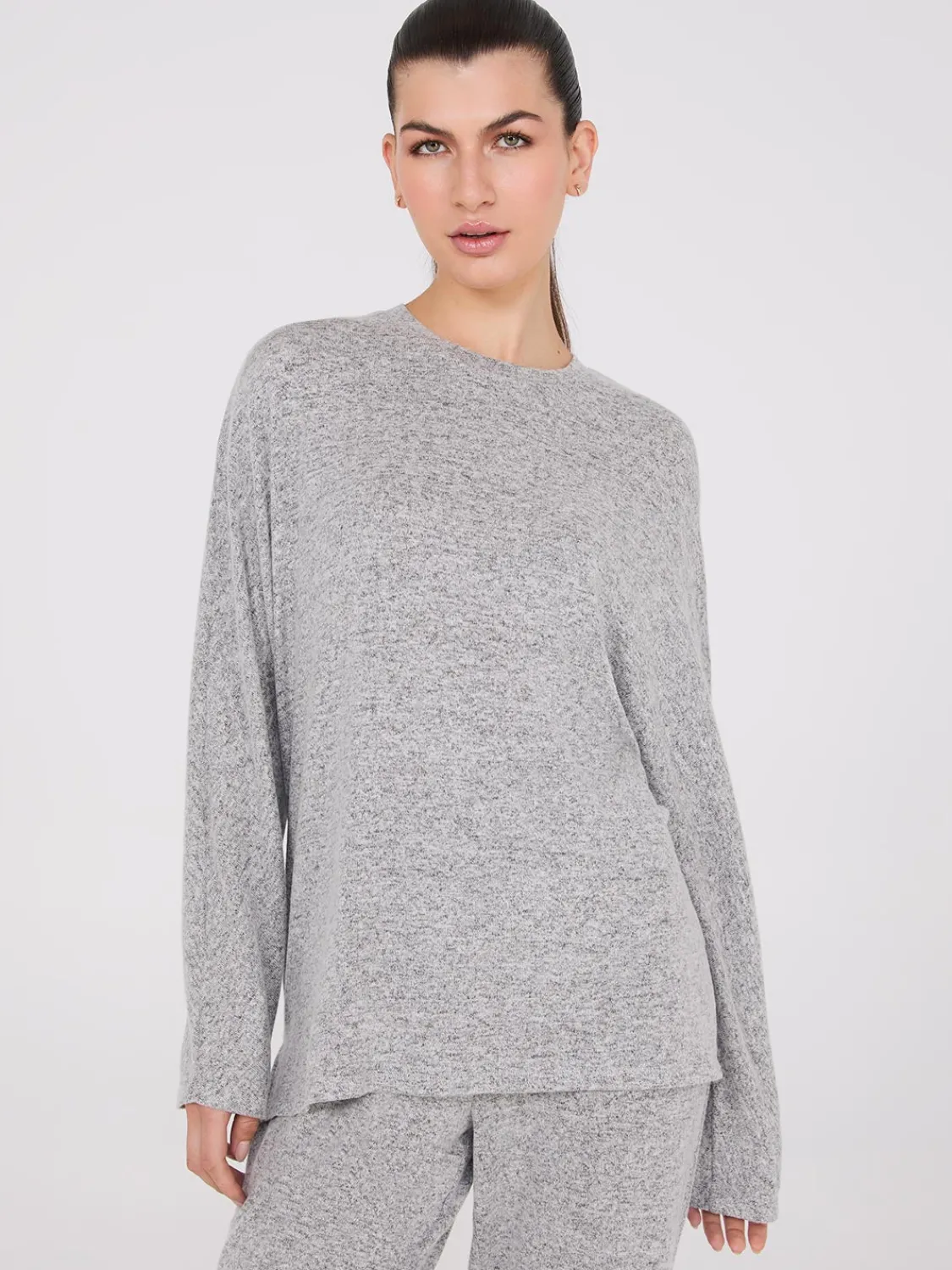Suzy Shier Lounge & Pjs>Dolman Sleeve Melange Pajama Set