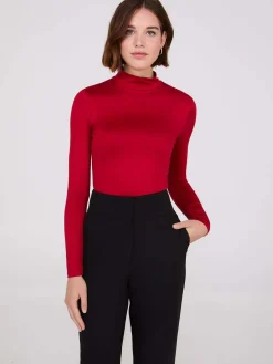 Suzy Shier Tops|Suzy Everyday>Double Layer Mock Neck Long Sleeve Top