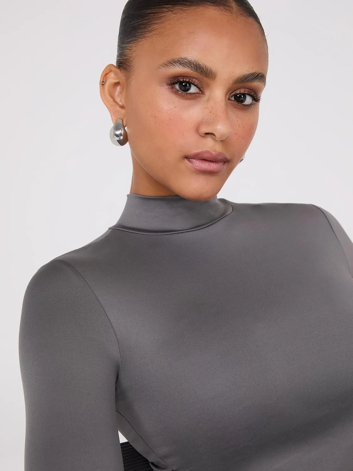 Suzy Shier Tops|Suzy Everyday>Double Layer Mock Neck Long Sleeve Top