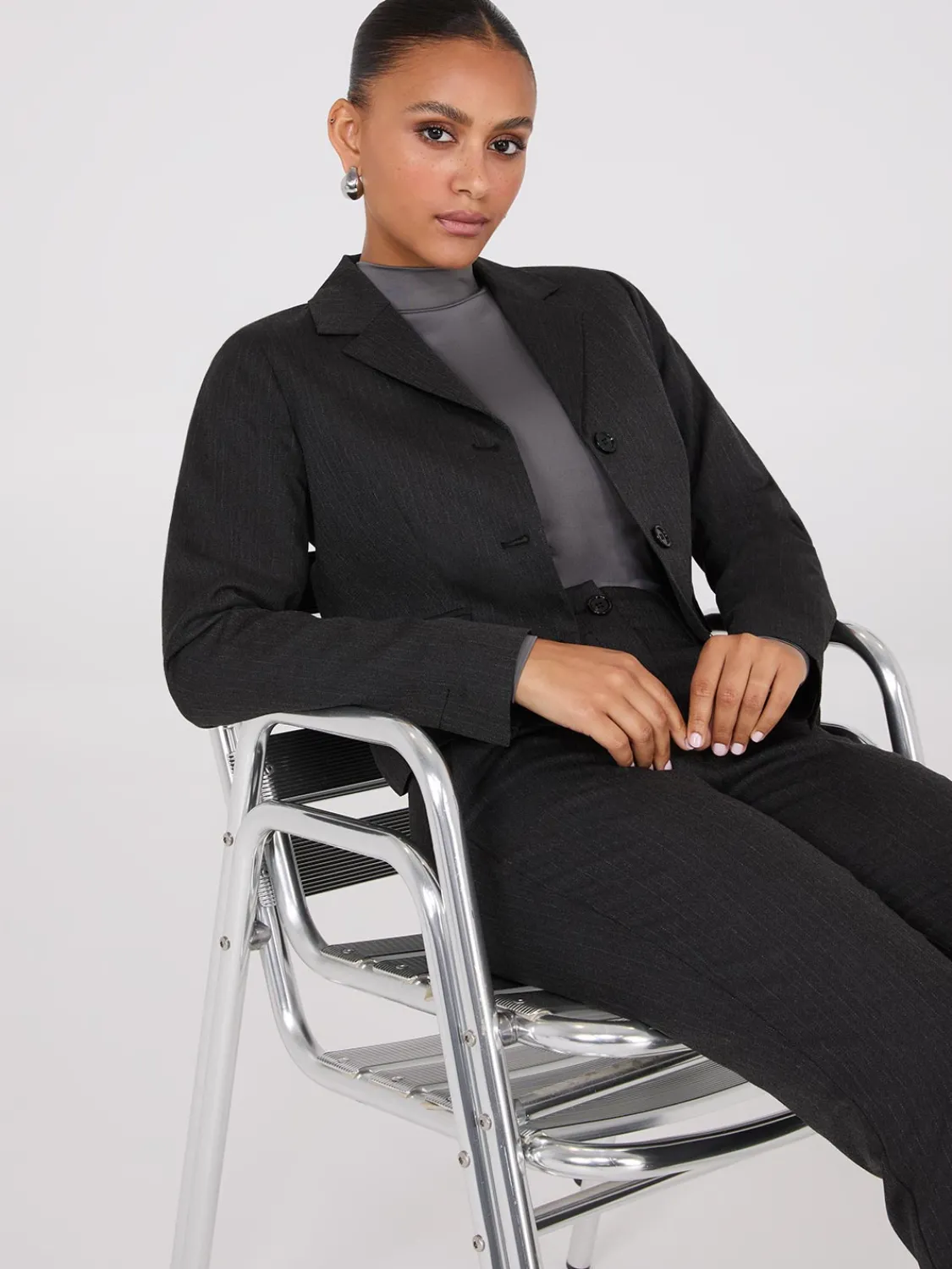 Suzy Shier Tops|Suzy Everyday>Double Layer Mock Neck Long Sleeve Top