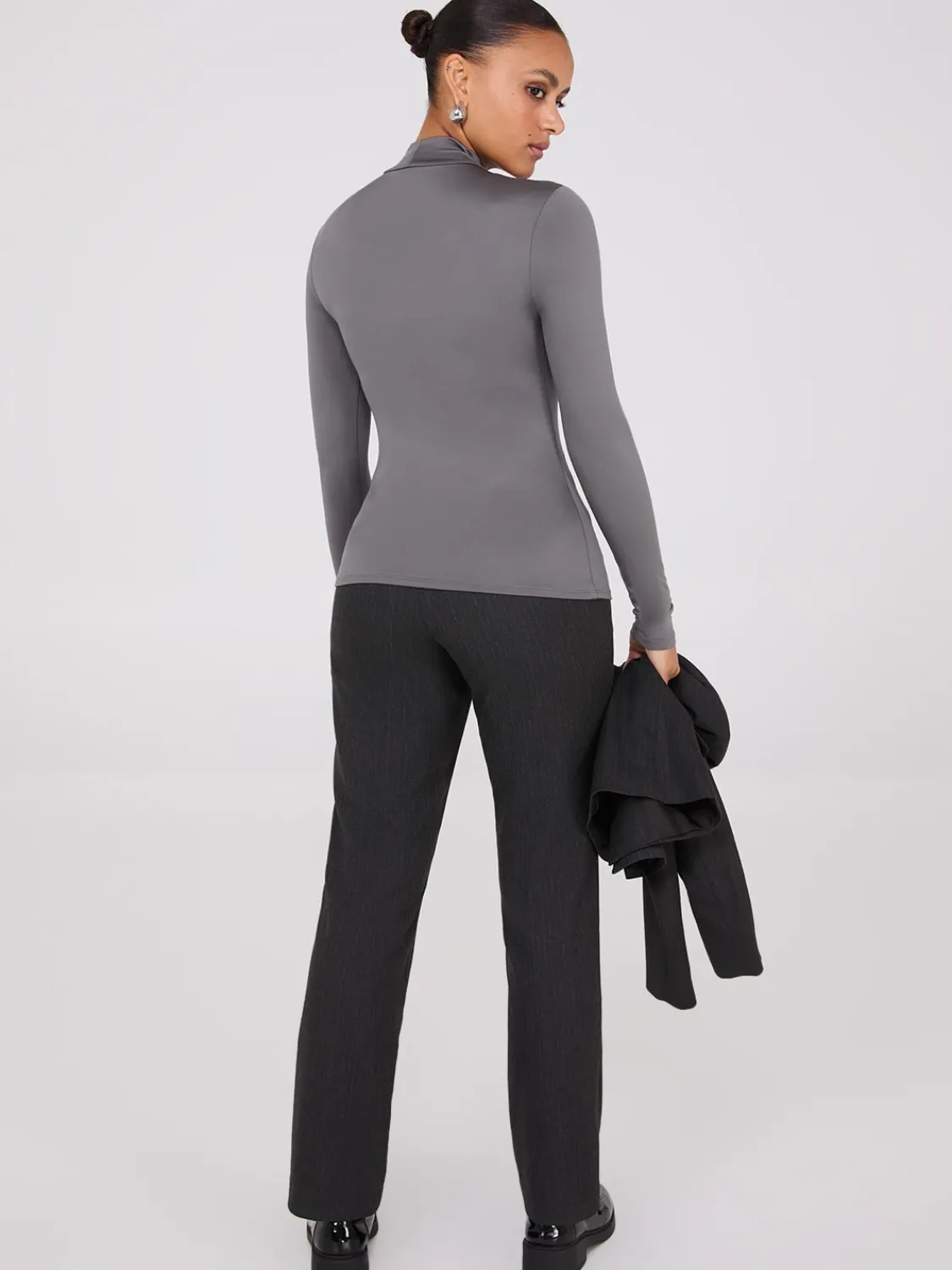 Suzy Shier Tops|Suzy Everyday>Double Layer Mock Neck Long Sleeve Top