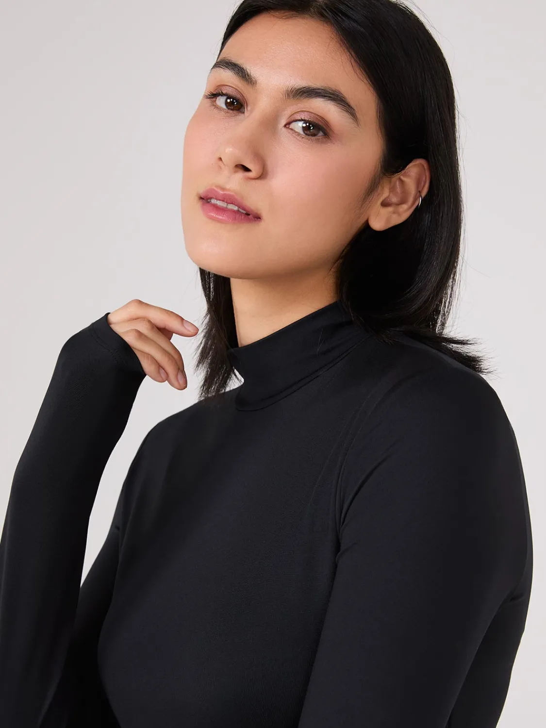 Suzy Shier Tops|Suzy Everyday>Double Layer Mock Neck Long Sleeve Top