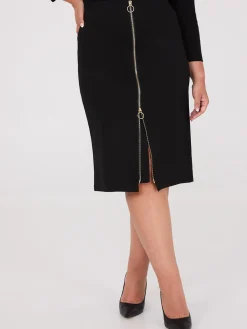 Suzy Shier Bottoms|Skirts>Exposed Zipper Front Pencil Skirt