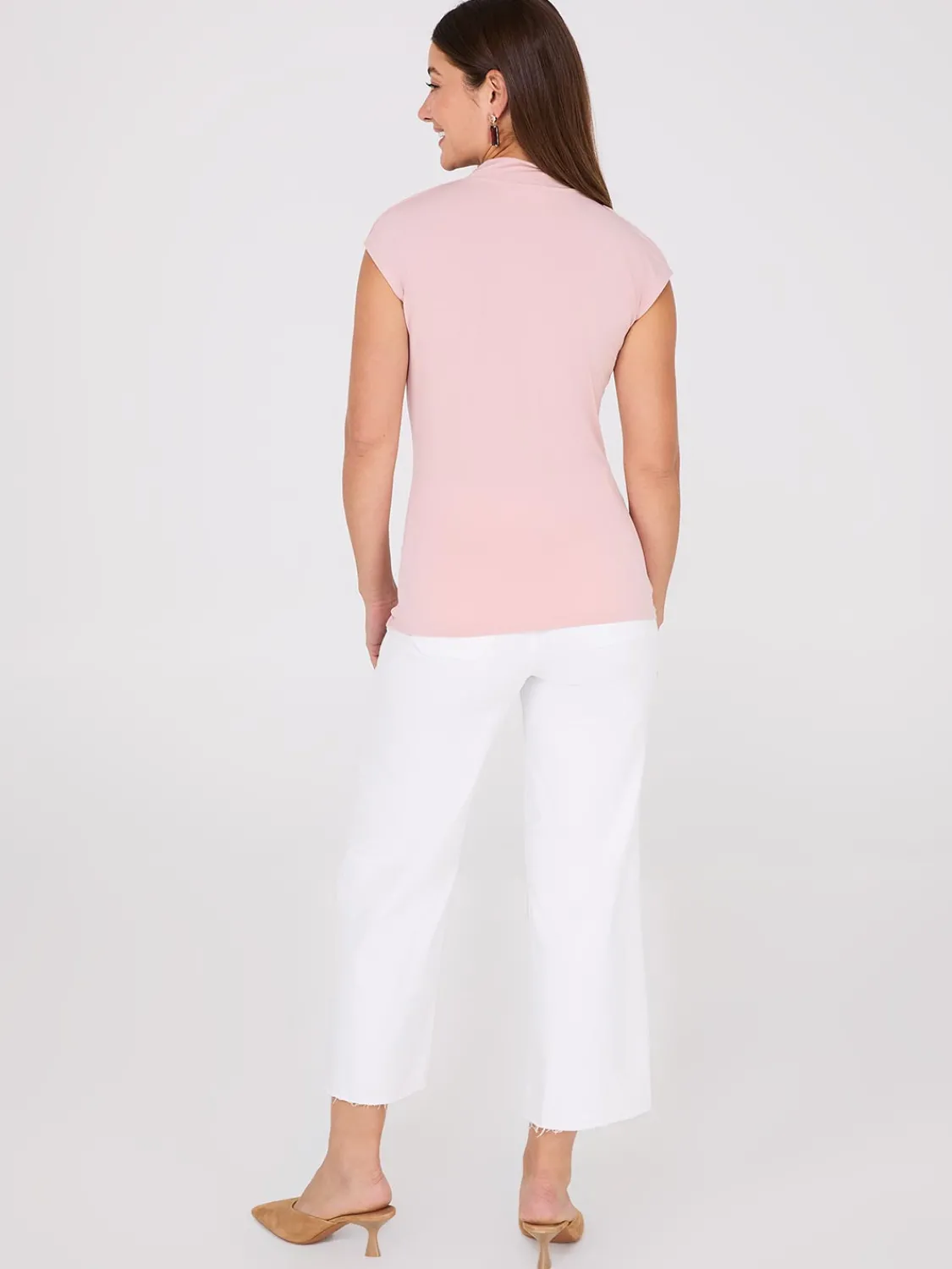 Suzy Shier Tops|Sleeveless>Extended Sleeve Funnel Neck Top