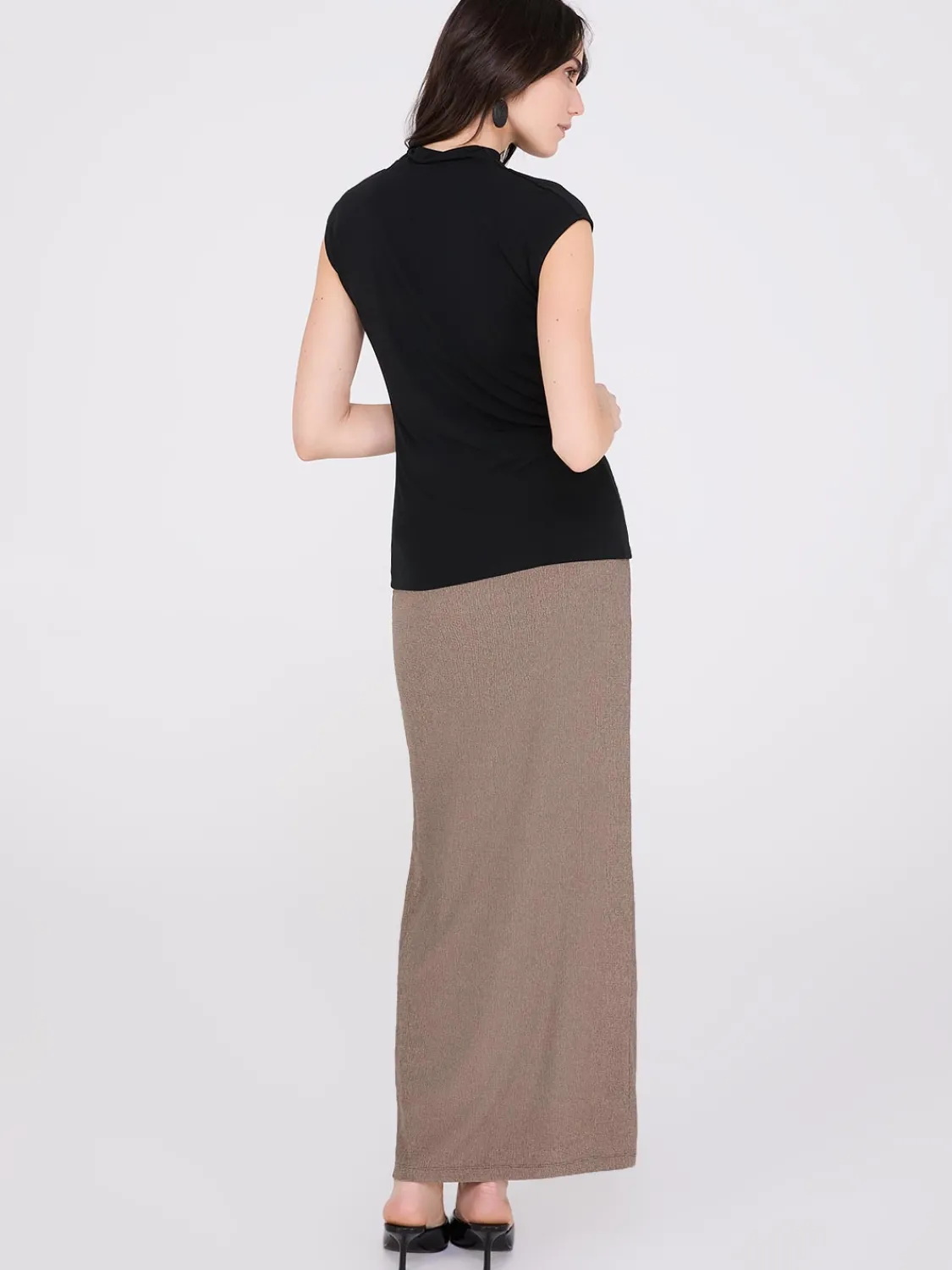 Suzy Shier Tops|Sleeveless>Extended Sleeve Funnel Neck Top