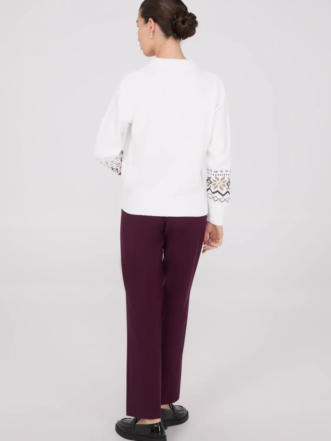 Suzy Shier Long Sleeve|Sweaters & Cardigans>Fair Isle Mock Neck Chenille Sweater