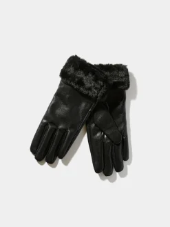 Suzy Shier Hats & Scarves & Gloves>Faux Leather Gloves With Faux Fur