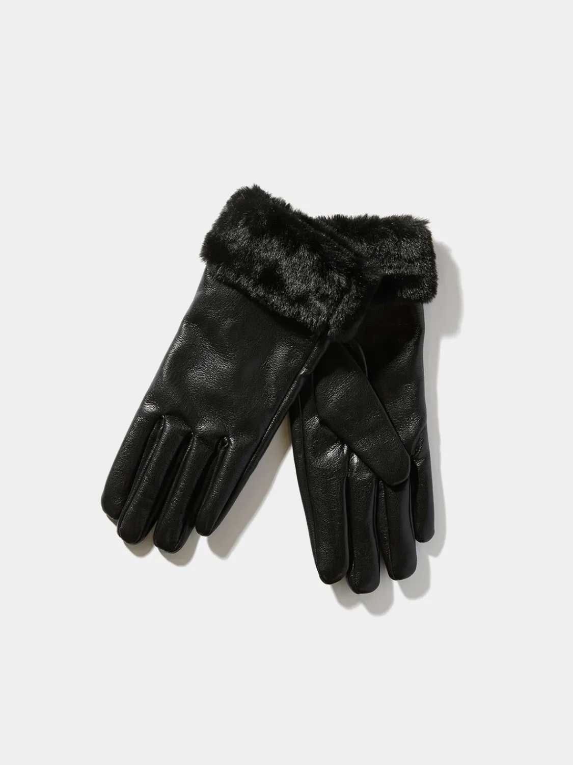 Suzy Shier Hats & Scarves & Gloves>Faux Leather Gloves With Faux Fur