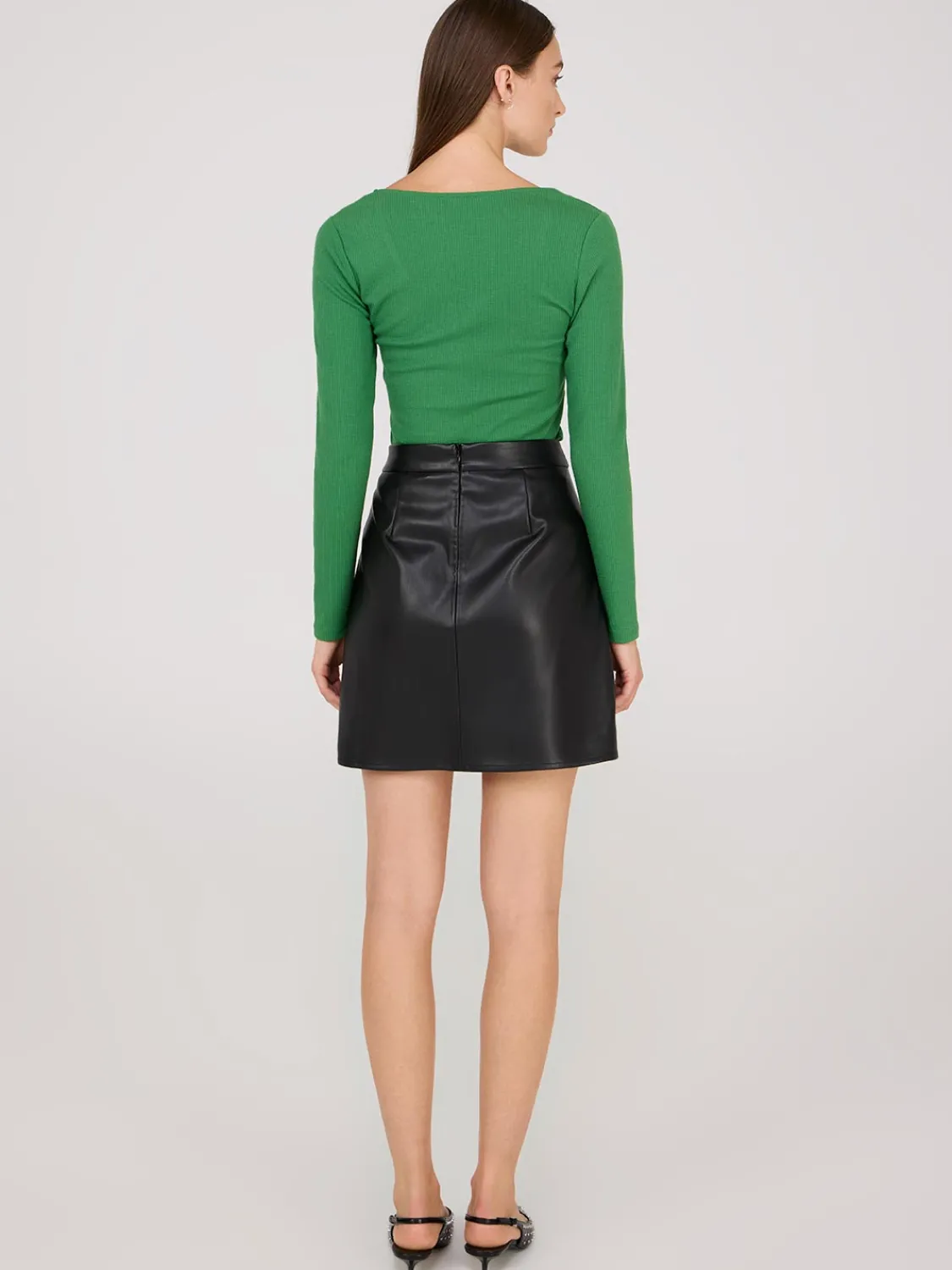 Suzy Shier Skirts>Faux Leather Mini Wrap Skirt