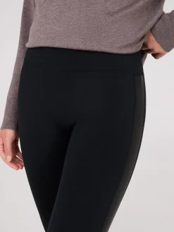 Suzy Shier Leggings & Sweatpants>Faux Leather Trim Seamless Leggings