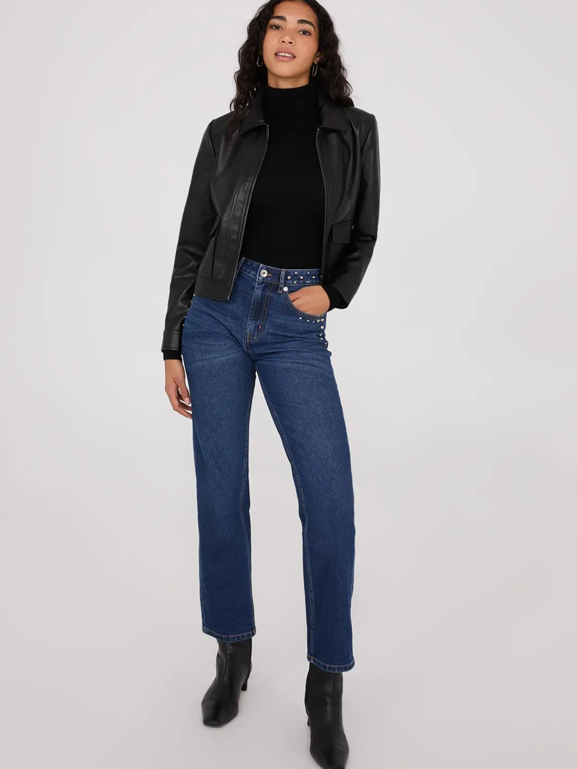 Suzy Shier Puffers & Jackets|Puffers & Jackets>Faux Leather Utility Jacket