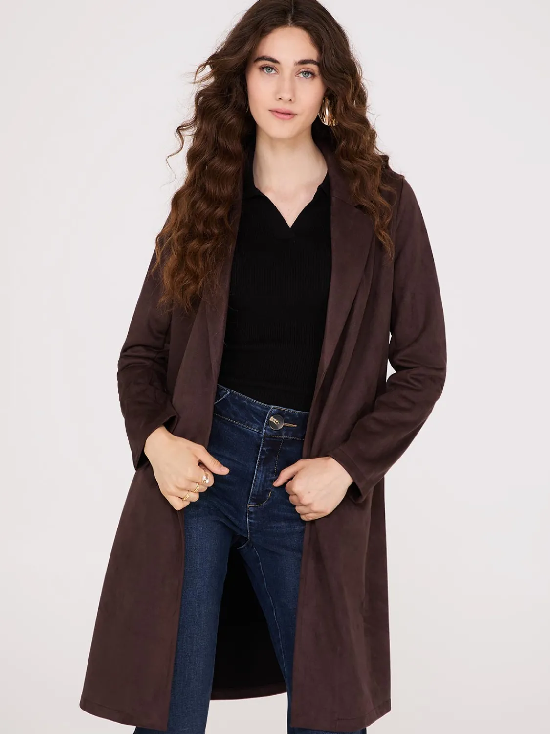 Suzy Shier Coats|Coats>Faux Suede Car Coat