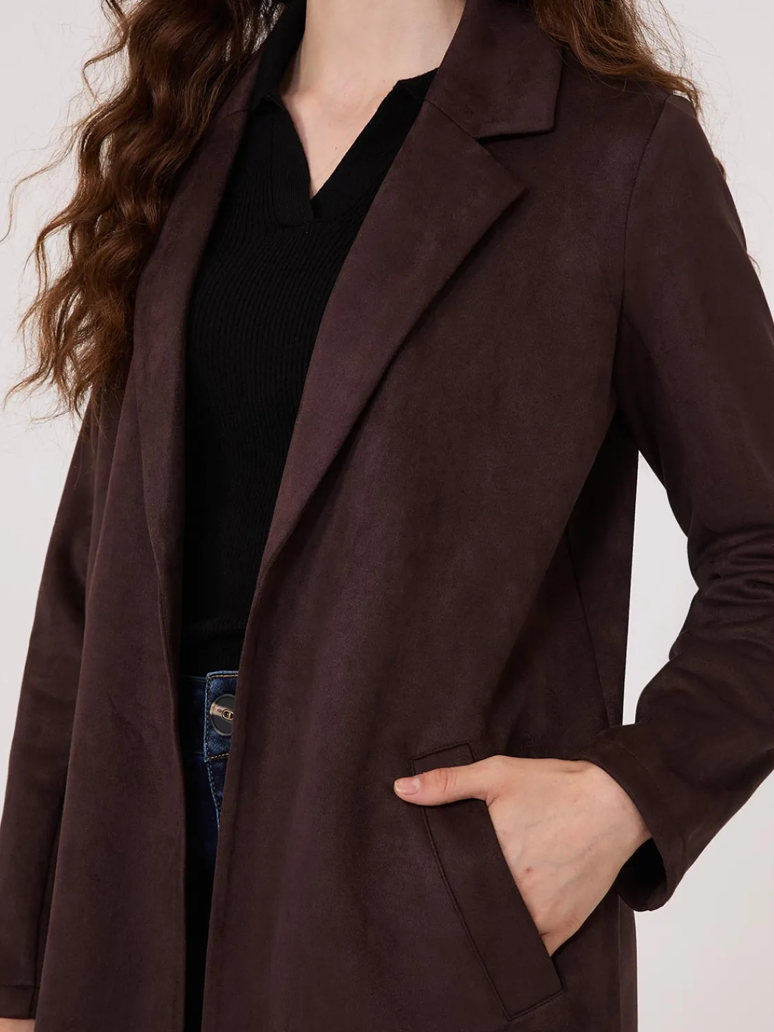 Suzy Shier Coats|Coats>Faux Suede Car Coat