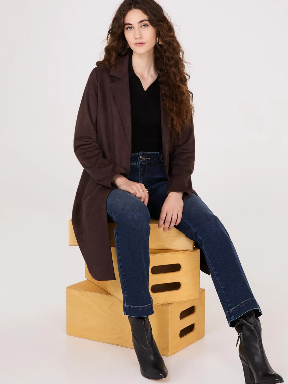 Suzy Shier Coats|Coats>Faux Suede Car Coat