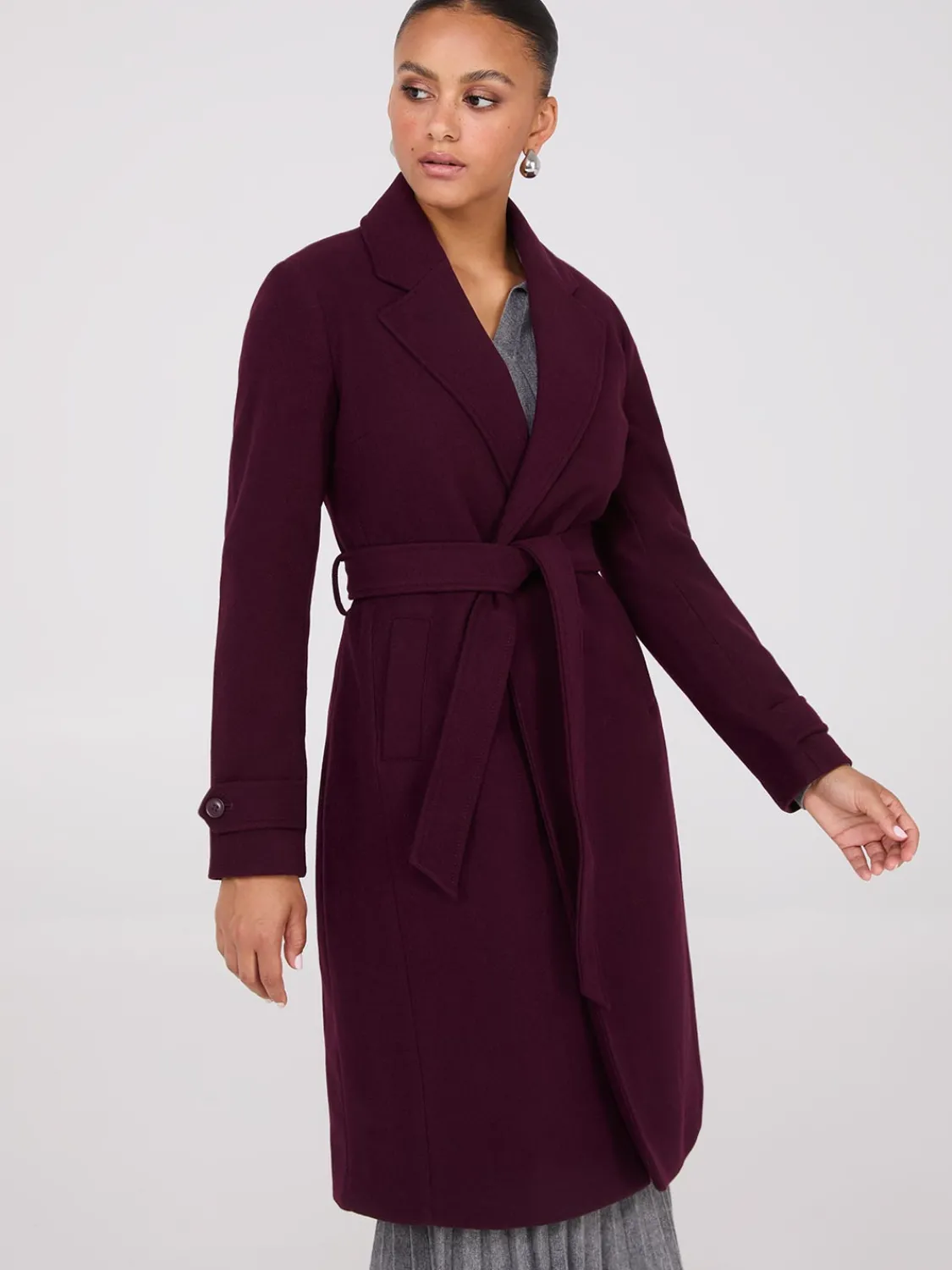 Suzy Shier Coats|Coats>Faux Wool Wrap Coat