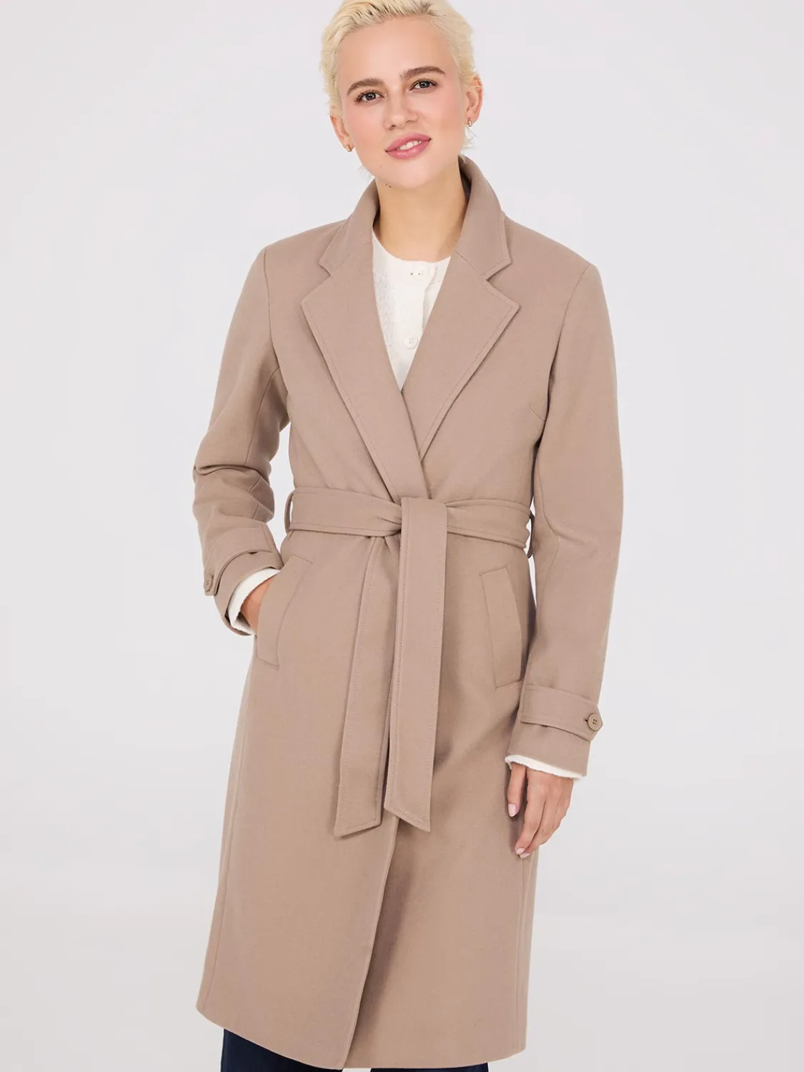 Suzy Shier Coats|Coats>Faux Wool Wrap Coat