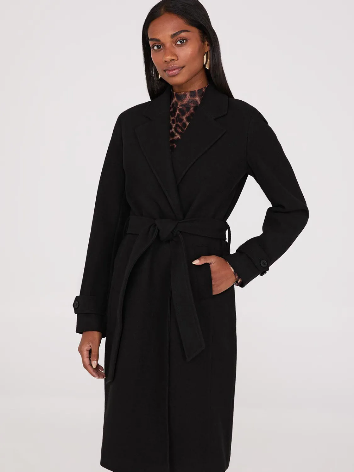 Suzy Shier Coats|Coats>Faux Wool Wrap Coat