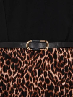 Suzy Shier Work Dresses|Dresses>2-Fer Animal Print Belted Dress