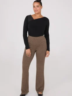 Suzy Shier Pants>Flare Leg Melange Knit Pants