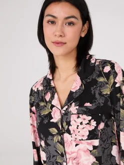 Suzy Shier Lounge & Pjs>Floral Print Button-Down Pajama Set