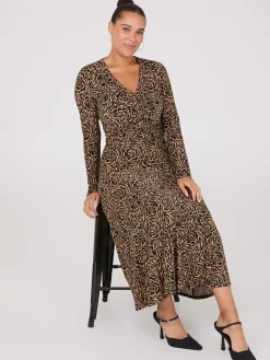 Suzy Shier Casual Dresses|Work Dresses>Floral Print Gathered Midi Dress