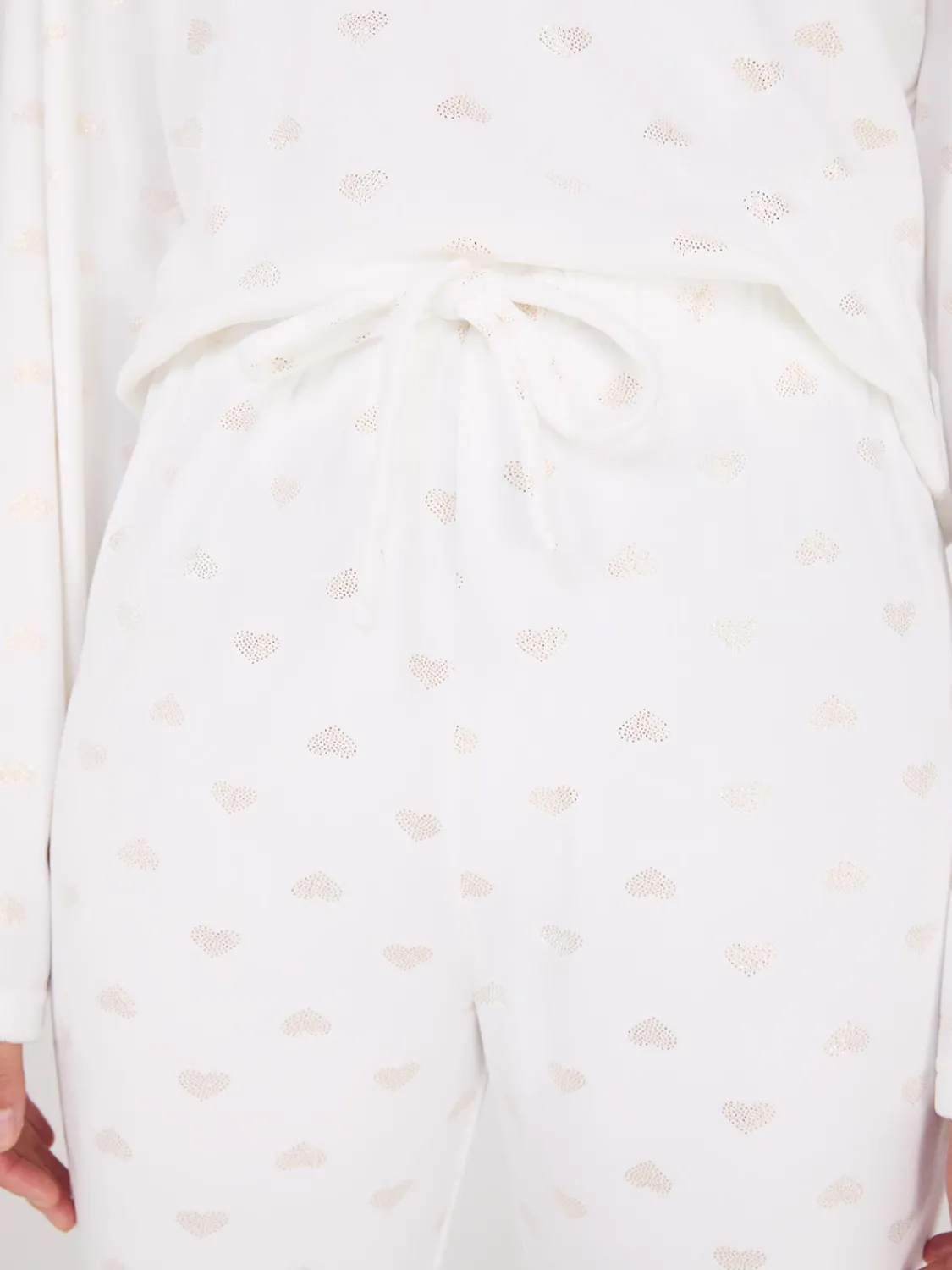 Suzy Shier Lounge & Pjs>Foil Heart Print Velour Pajama Set